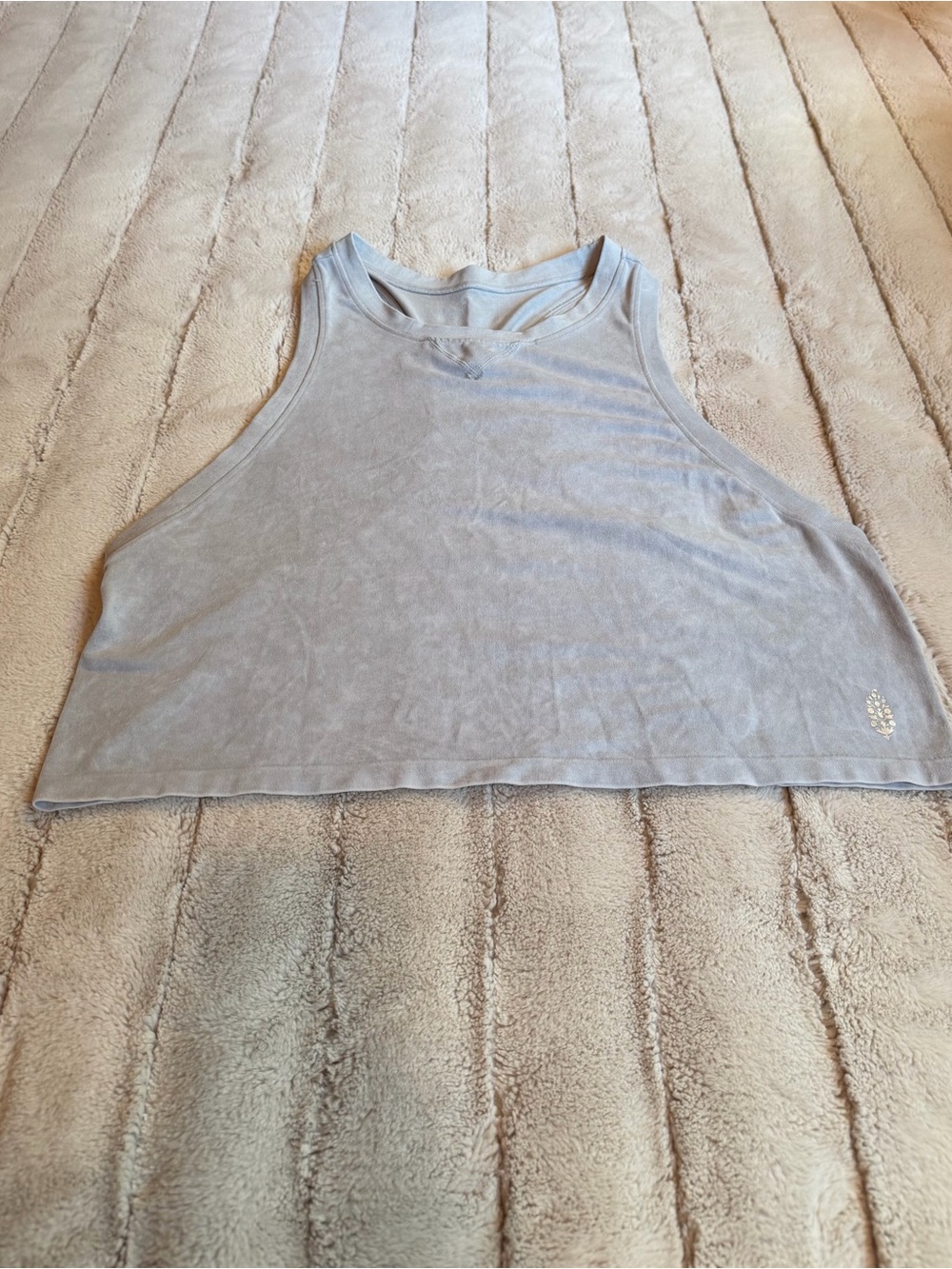 Free People Viscose Racerback Crop Tank, Grey, Size XS/S